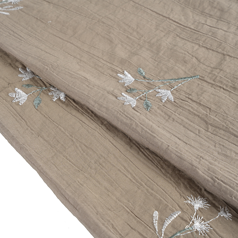 Ferskenfrø Orkide Broderi Blossom Rynke Stoff