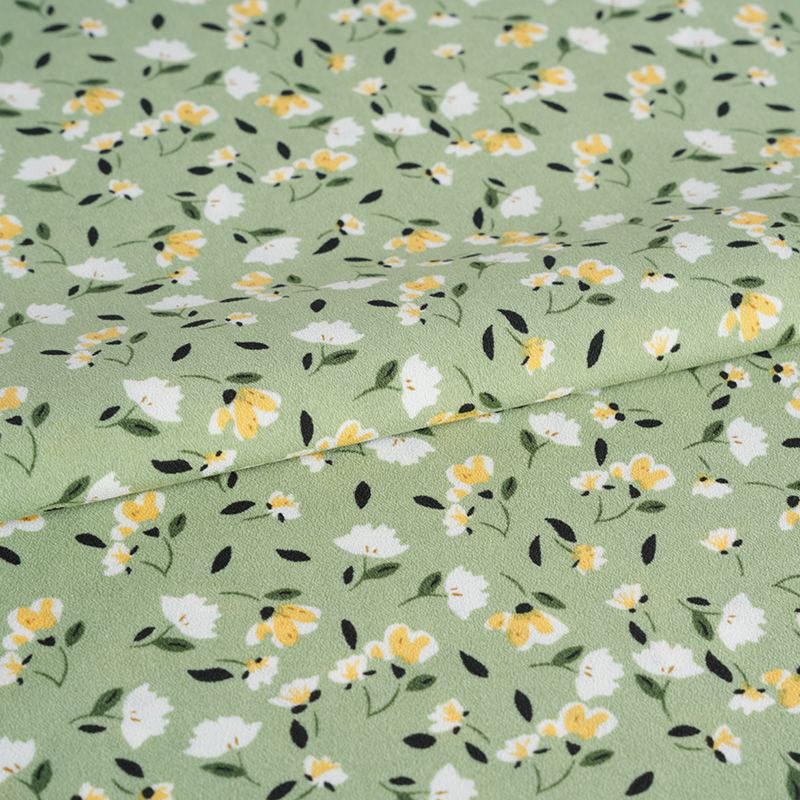 2026*75 False Twist Silk Flower Yao Crepe Small Floral Print Stoff