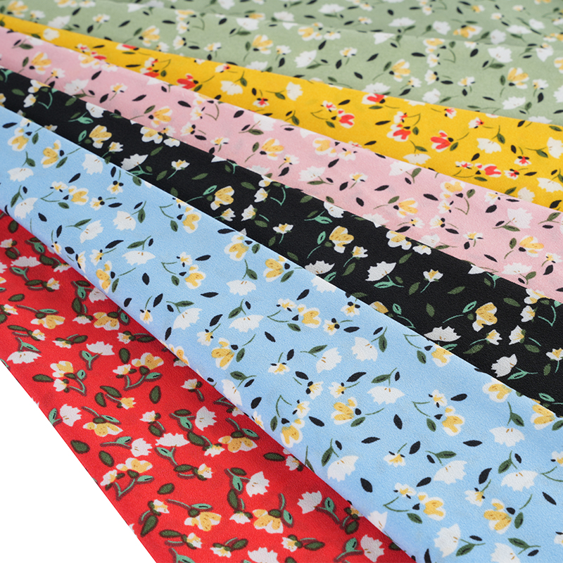 2026*75 False Twist Silk Flower Yao Crepe Small Floral Print Stoff