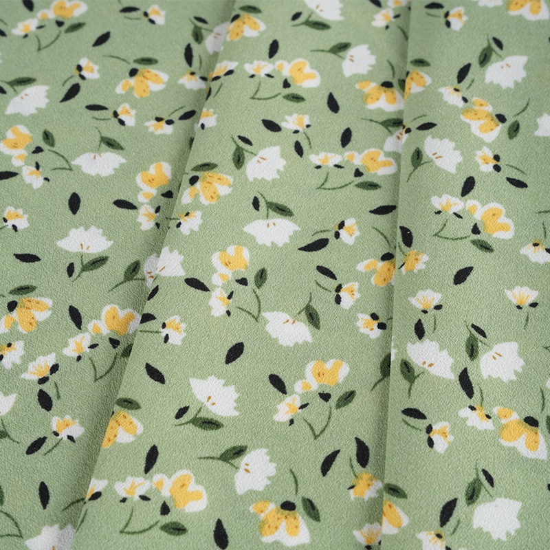 2026*75 False Twist Silk Flower Yao Crepe Small Floral Print Stoff