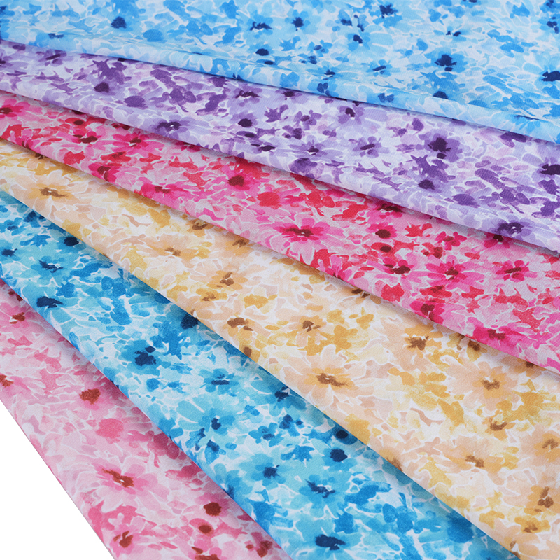 75D/18T Rotete Misty Floral Print Stoff