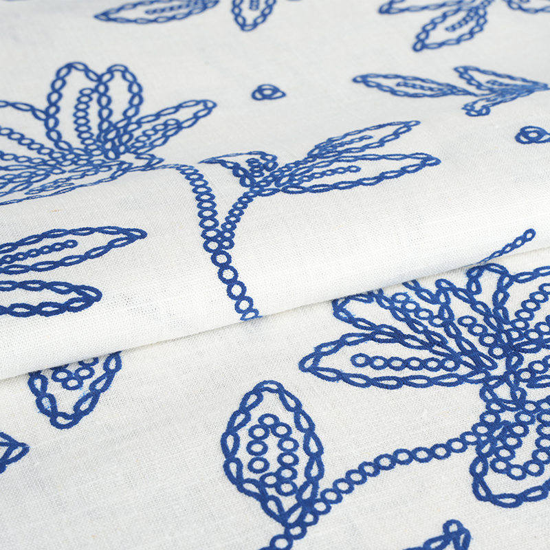 12S viskose lin blomsterskum print stoff