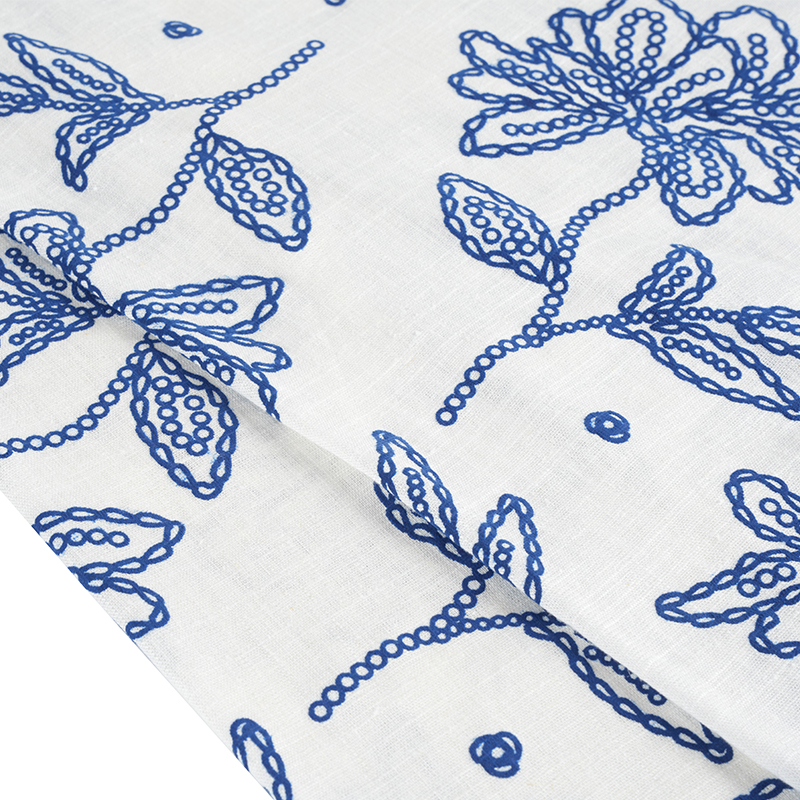 12S viskose lin blomsterskum print stoff