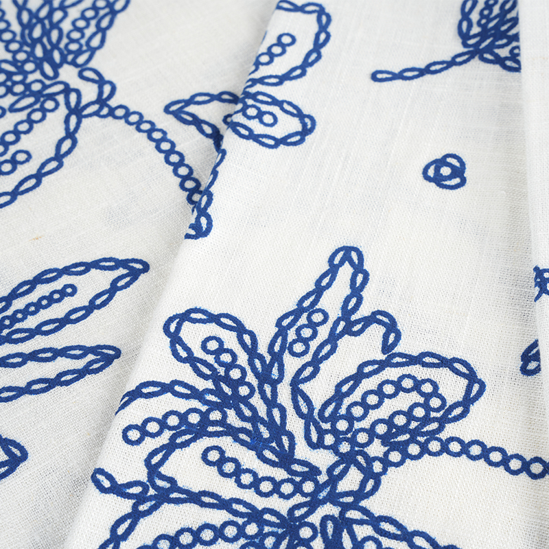 12S viskose lin blomsterskum print stoff