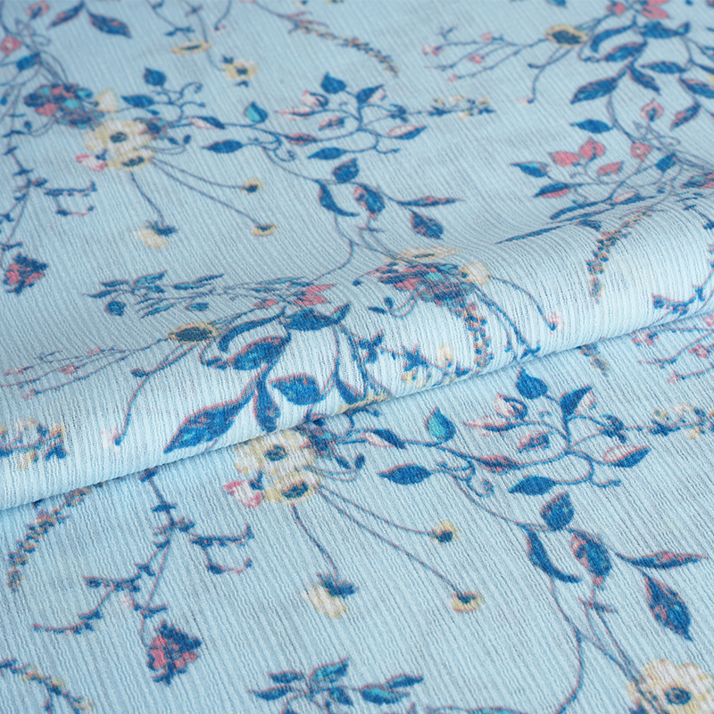 50*68 Composite Silk Bark Crinkle Hibiscus Flower Watermark Stoff