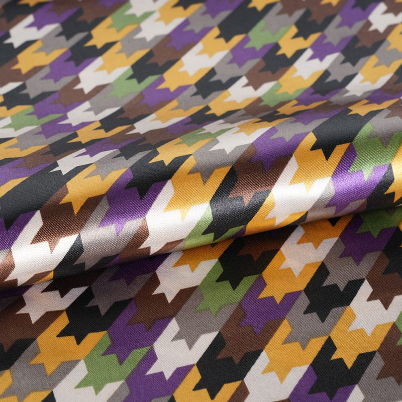 Polyester 50*75 Twisted Satin Geometrisk Satin Printing Stoff