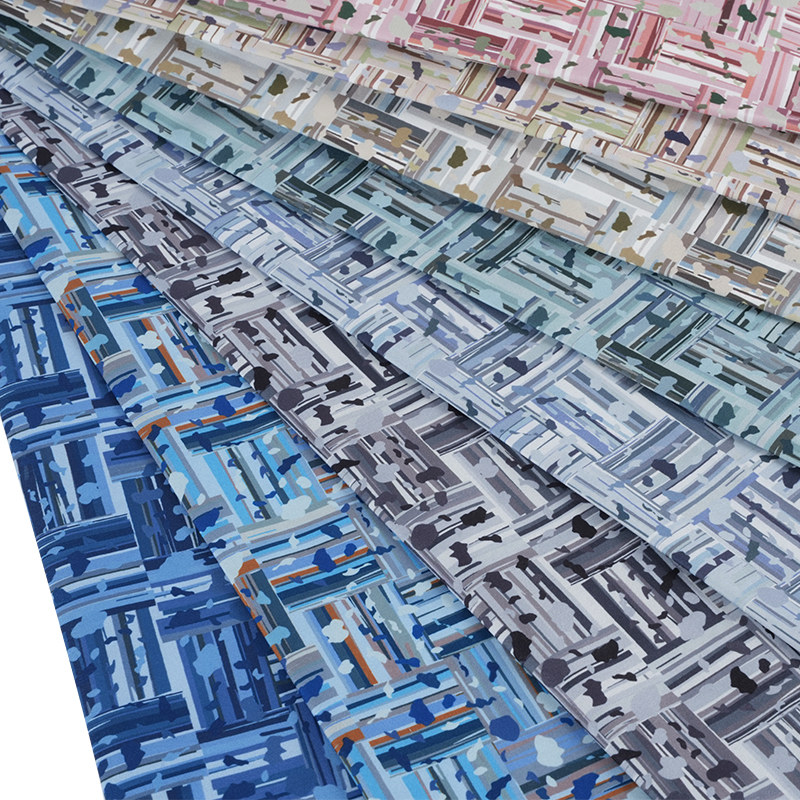 100D*40S Cool Silk Cotton Abstrakt Positiv og Negativ Block Digital Printing Stoff